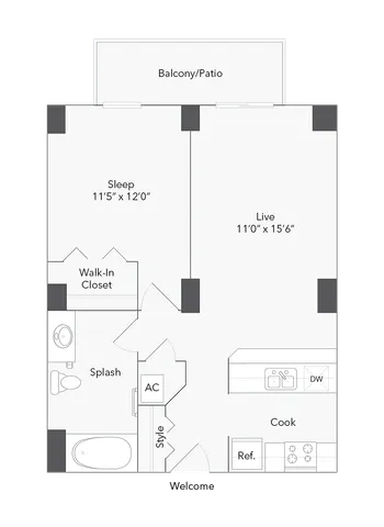 Avon | 1-Bedroom Floorplan