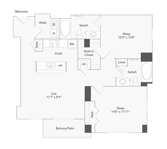 California | 2-Bedroom Floorplan