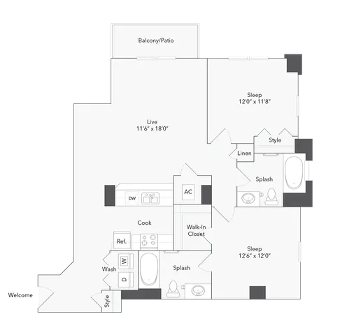 Camden | 2-Bedroom Floorplan