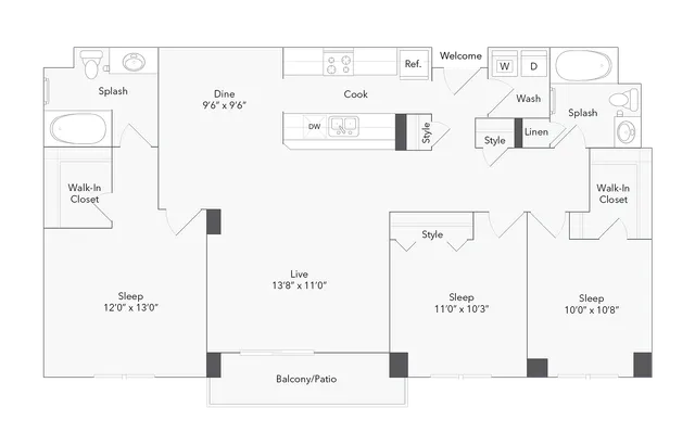 Dover | 3-Bedroom Floorplan