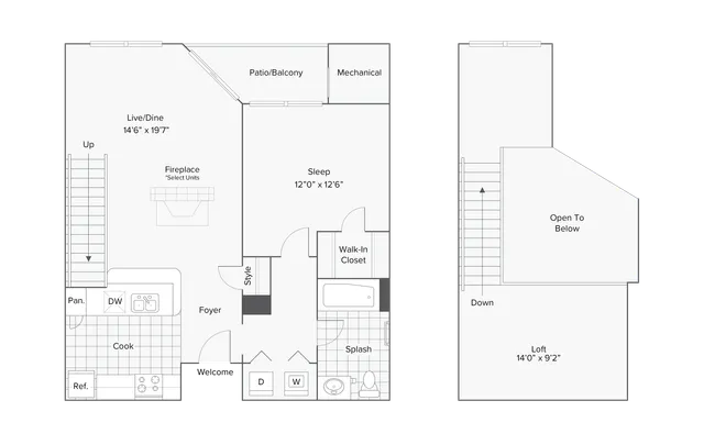 Auburn Loft | 1-Bedroom Floorplan