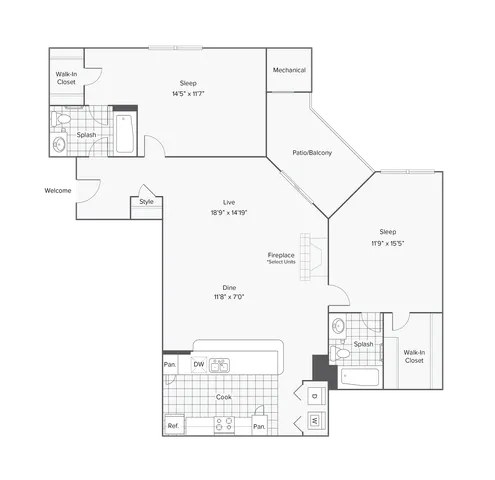 Columbia | 2-Bedroom Floorplan