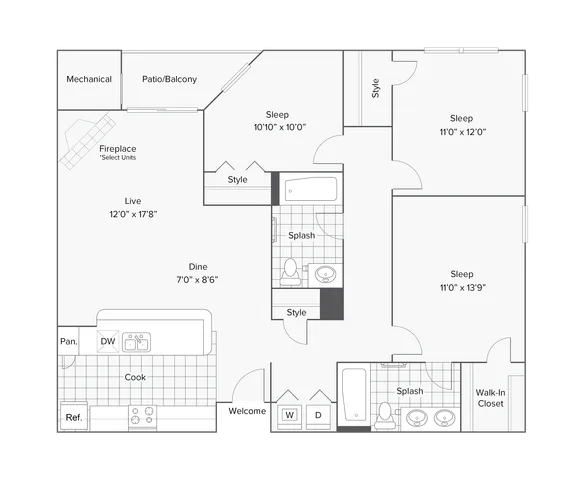 Dover | 3-Bedroom Floorplan