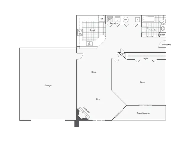 1 BR x 1 BA - A2 (Affordable 65) Floorplan