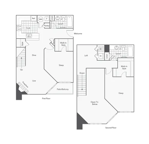 2 BR x 2 BA - C1 (Affordable 65) Floorplan