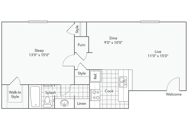 A1 | 1-Bedroom Floorplan