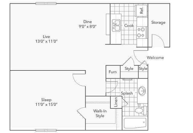 A2 | 1-Bedroom Floorplan