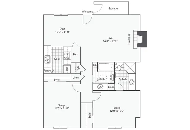 B3 | 2-Bedroom Floorplan