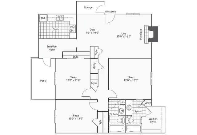 C1 | 3-Bedroom Floorplan