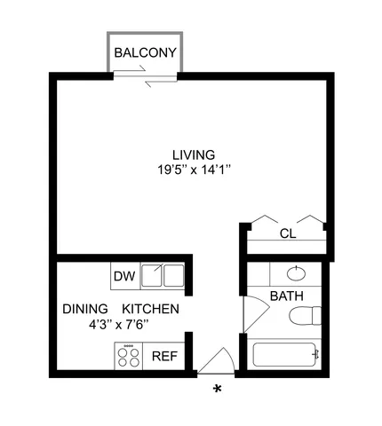 East | Studio Floorplan