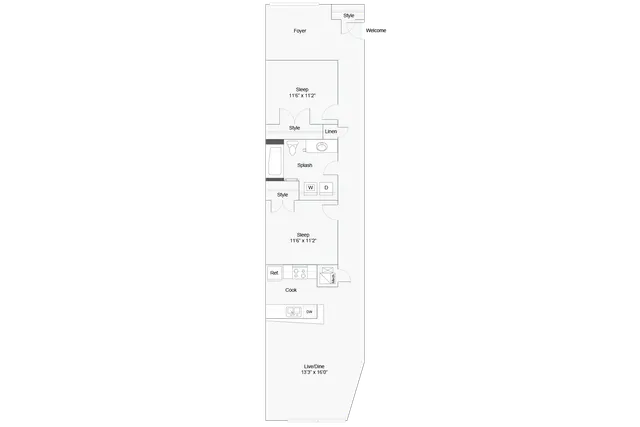2 BR x 1 BA - D w/Foyer - Income-Restricted (60) Floorplan - Apartments in Milwaukee, Wisconsin