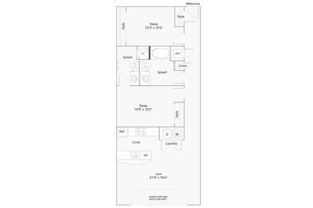2 BR x 2 BA - B - Income-Restricted (50) Floorplan - Apartments in Milwaukee, Wisconsin