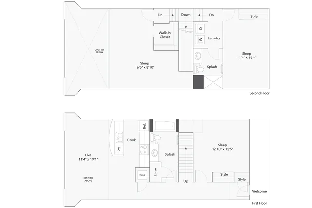 3 BR x 2 BA - B Loft Floorplan - Apartments in Milwaukee, Wisconsin