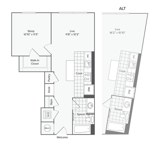 1 BR x 1 BA - I - Income Restricted (60) Floorplan