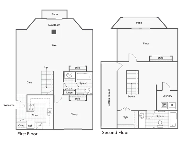 2 BR x 2 BA - Townhome with Washer & Dryer - C Floorplan