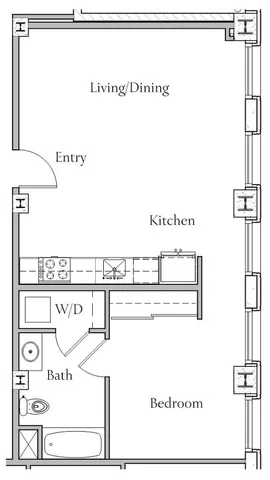 1 BR x 1 BA - B Floorplan