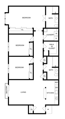 3 BR x 2 BA - B