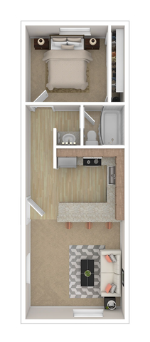 1 BR x 1 BA - A Floorplan