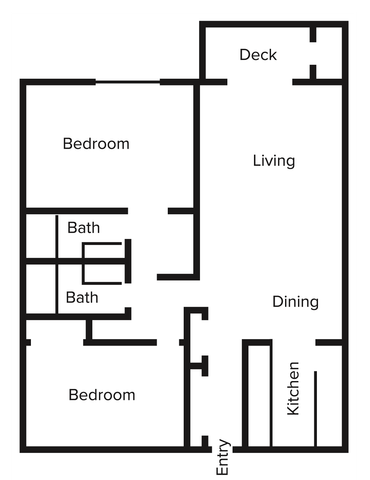 2 BR x 2 BA - A Floorplan