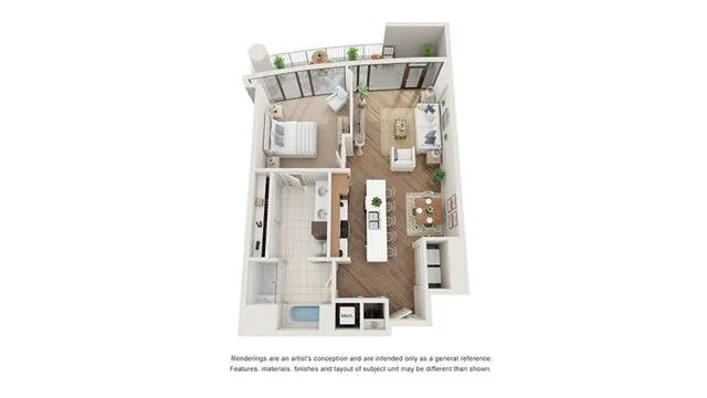1 BR x 1 BA Flat - A Floorplan | Arrive Upper Kirby in Houston