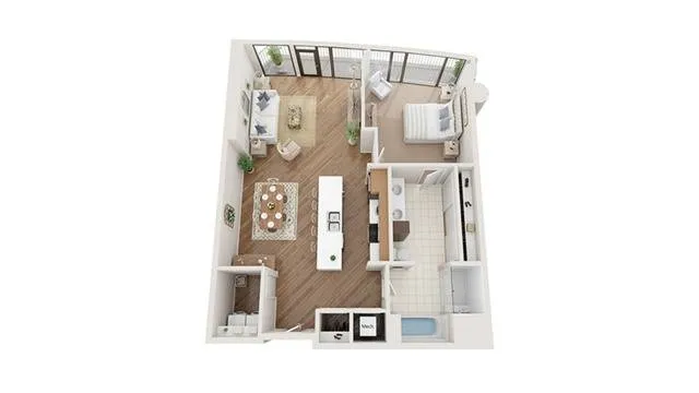 1 BR x 1 BA Flat - B Floorplan | Arrive Upper Kirby in Houston