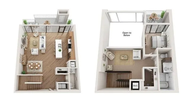 1 BR x 1.5 BA Townhome - A Floorplan | Arrive Upper Kirby in Houston