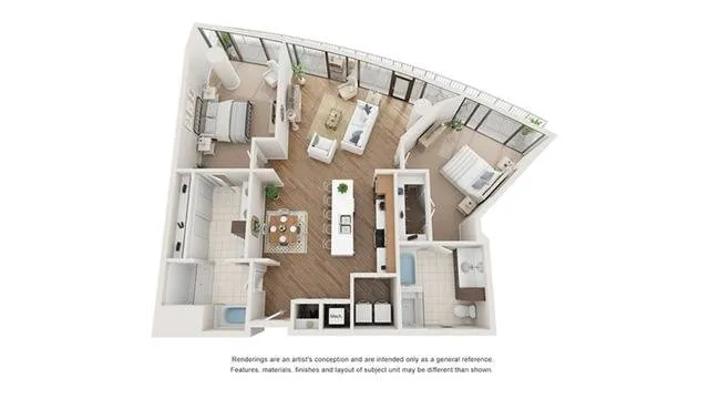 2 BR x 2 BA Flat - A Floorplan | Arrive Upper Kirby in Houston