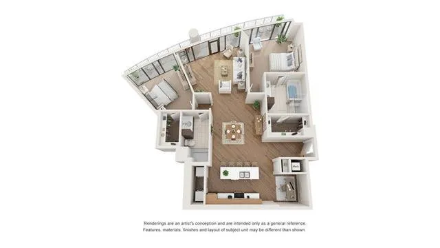 2 BR x 2 BA Flat - B Floorplan | Arrive Upper Kirby in Houston