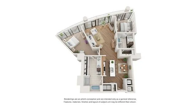 2 BR x 2 BA Flat - D Floorplan | Arrive Upper Kirby in Houston