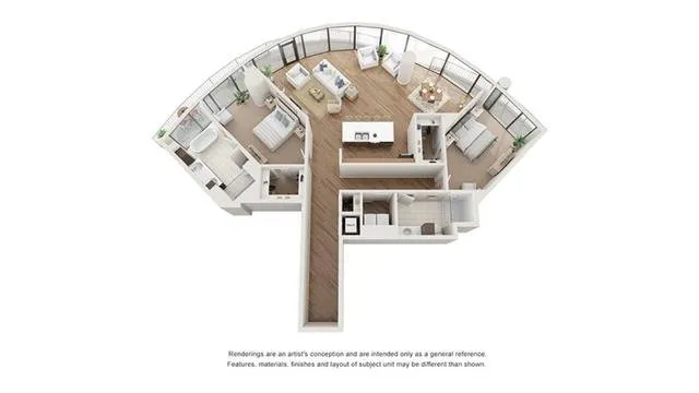 2 BR x 2 BA Flat - E Floorplan | Arrive Upper Kirby in Houston