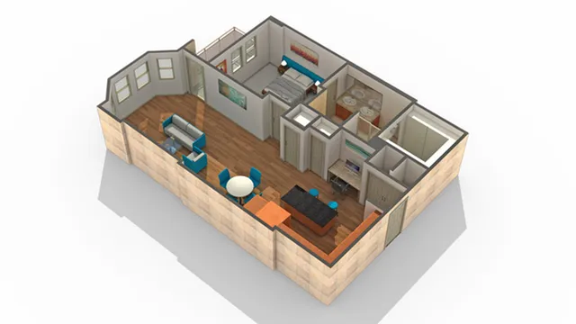 1 BR x 1 BA - F Floorplan | Arrive River Oaks Apartment Homes for Rent in Houston TX 77098
