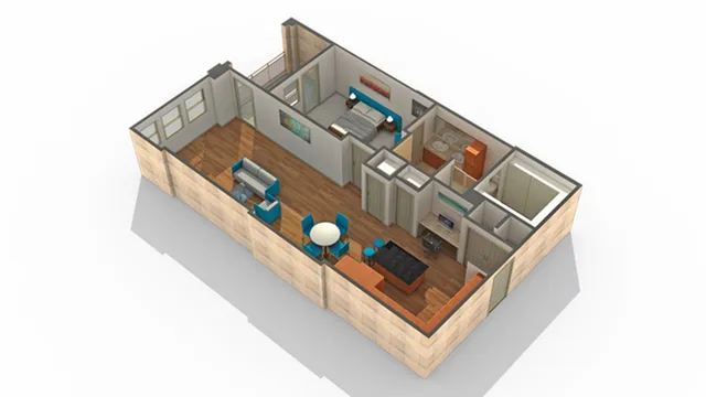 1 BR x 1 BA - J Floorplan | Arrive River Oaks Apartment Homes for Rent in Houston TX 77098