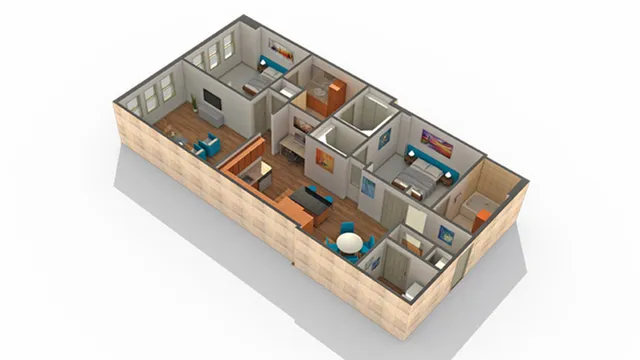 2 BR x 2 BA - B Floorplan | Arrive River Oaks Apartment Homes for Rent in Houston TX 77098