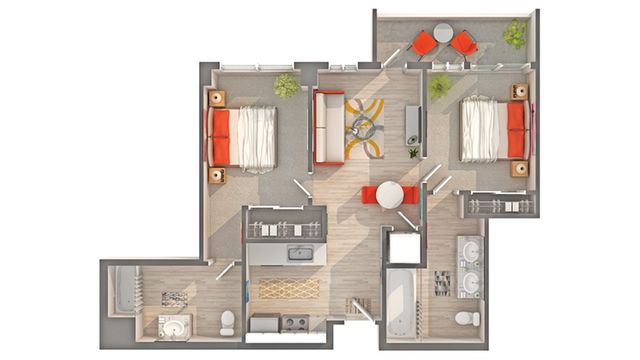 Plan B4 2-Bedroom Floorplan