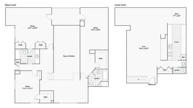 3BR x 2.5BA Penthouse with Mountain View - A Floorplan
