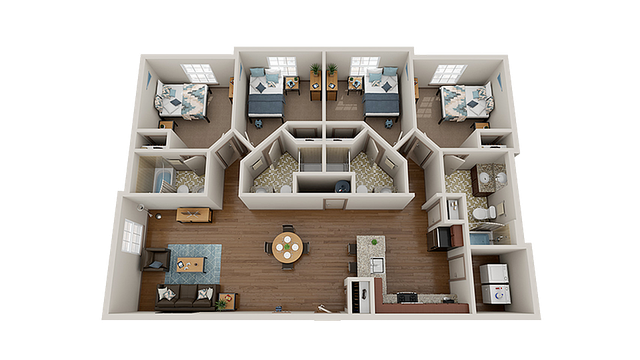 4 x 4 Bedroom Floorplan