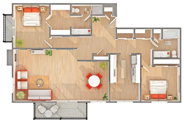 B6 | 2-Bedroom Floorplan
