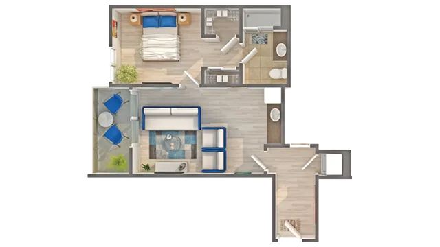 Junior S2 | 1-Bedroom Floorplan