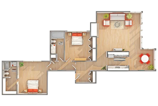 West - B5 | 2-Bedroom Floorplan