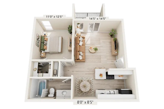 Brand New 1 BR x 1 BA - A Floorplan | Renovated