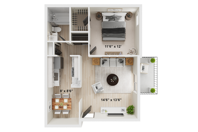 1 BR x 1 BA - B Floorplan Renovated | ReNew Cherry Creek Apartments for Rent in Denver, CO 80231