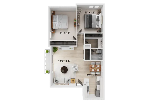 2 BR x 1 BA - A - Renovated Floorplan | ReNew Cherry Creek Apartments for Rent in Denver, CO 80231