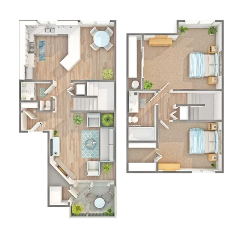 Alder Townhome | 2-Bedroom Floorplan