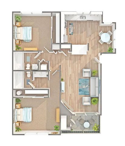 Cedar Flat | 2-Bedroom Floorplan