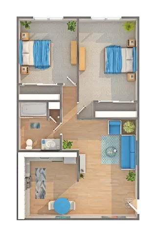 B1R | 2-Bedroom Floorplan