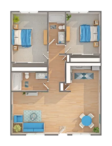 B3R | 2-Bedroom Floorplan