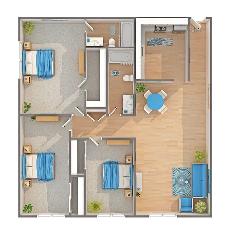 C1R | 3-Bedroom Floorplan