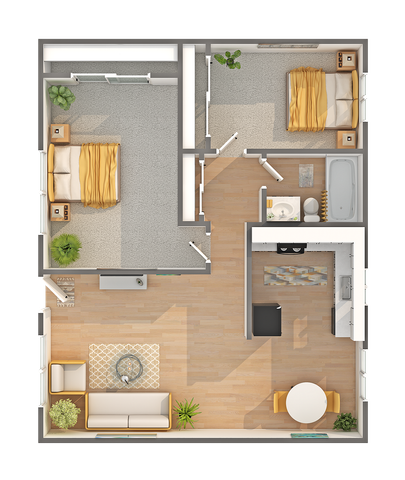 Courtyard | 2-Bedroom Floorplan
