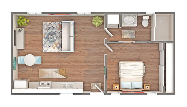 Oak | 1-Bedroom Floorplan