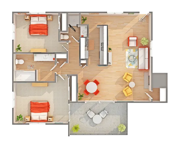 2 BR x 2 BA with Mountain View Floorplan | Arrive 800 Penn | Denver, CO